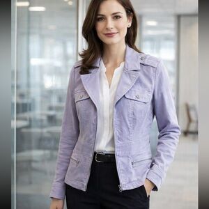 WHITE HOUSE BLACK MARKET WHBM PURPLE ZIP BLAZER size 8